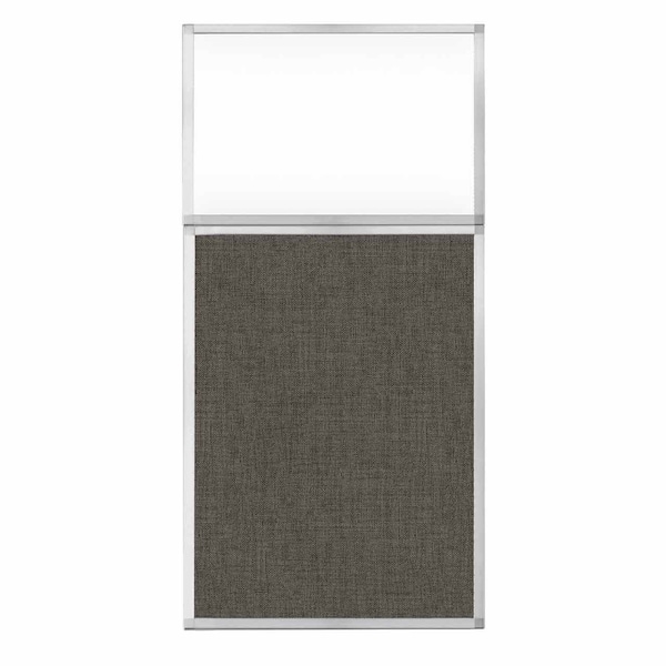 Hush Panel Configurable Cubicle Partition 3' x 6' W/ Window Mocha Fabric Clear Window